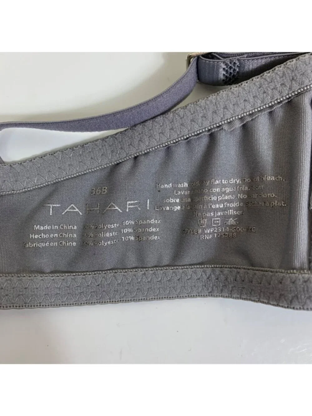 Tahari Push Up T-Shirt Bra 36B Dove Gray Padded Underwire Everyday Minimalist